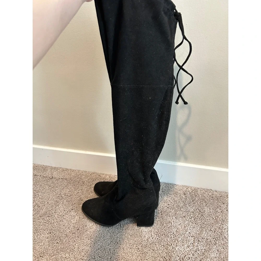 Unisa Black Faux Suede Over The Knee‎ Heel Boots Womens Size 8 #2232